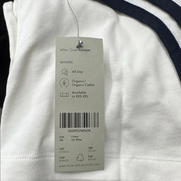 NWT • Sweaty Betty • Casual After Class Tie Waist Romper • Lily White • Size 14 - Picture 4 of 5